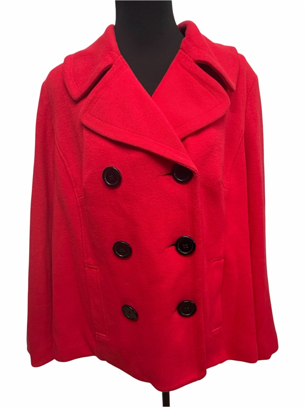 INC International Concepts 2X Red Double Breasted Peacoat Jacket